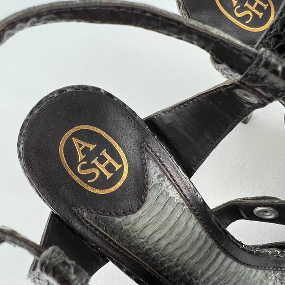 Ash Womens Gray Snake Gladiator Platform Sandals Strappy Heels size EU 40 US 10 - Picture 13 of 16